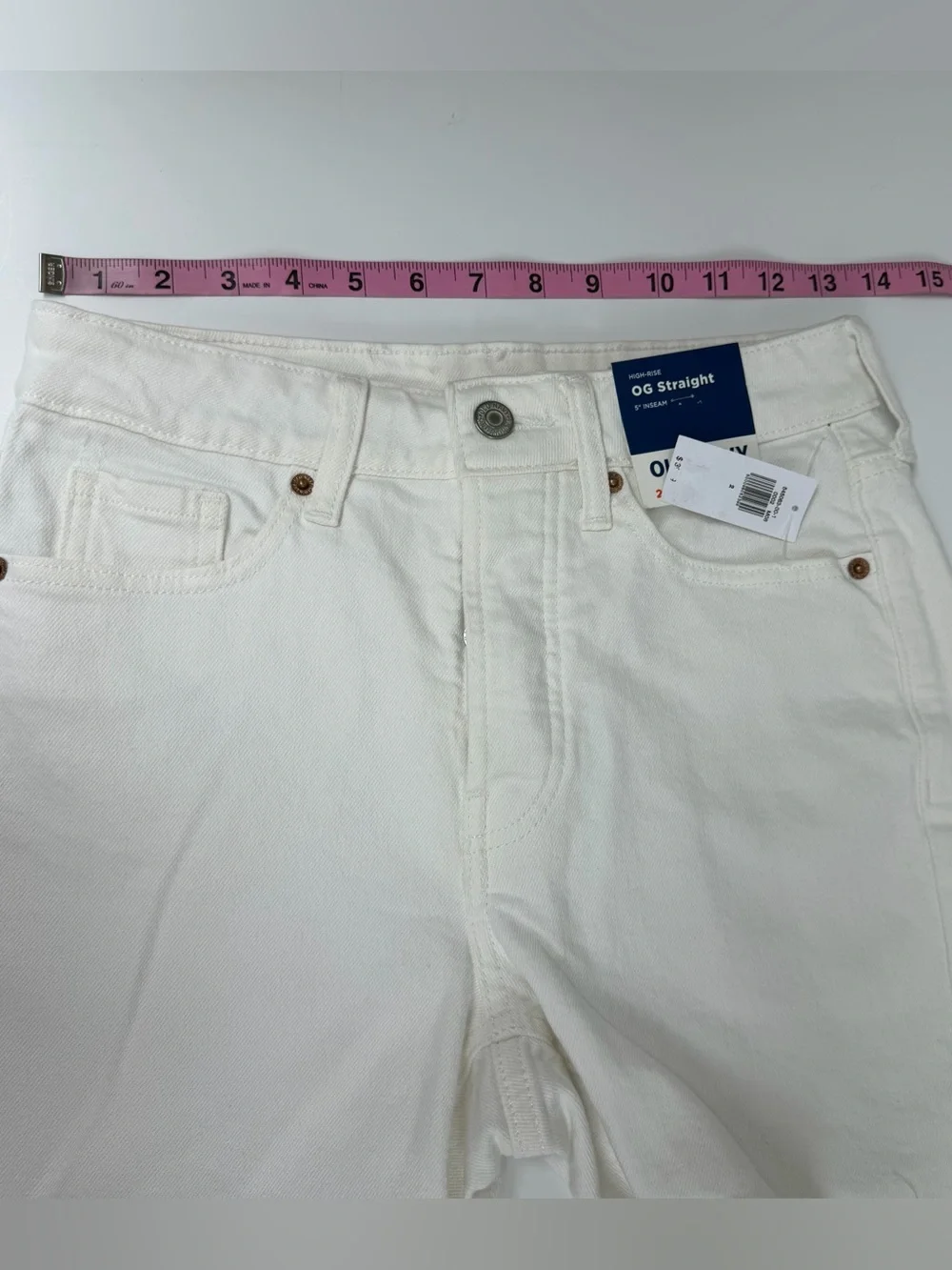 Old Navy Shorts Womens 2 White Jean Denim OG Straight 5 Inch Inseam NWT NEW